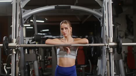 woman resting at gym