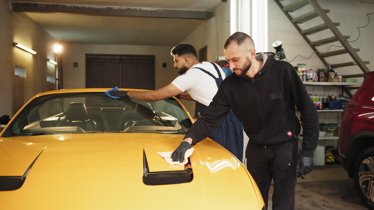 detalles de automóviles en un garaje