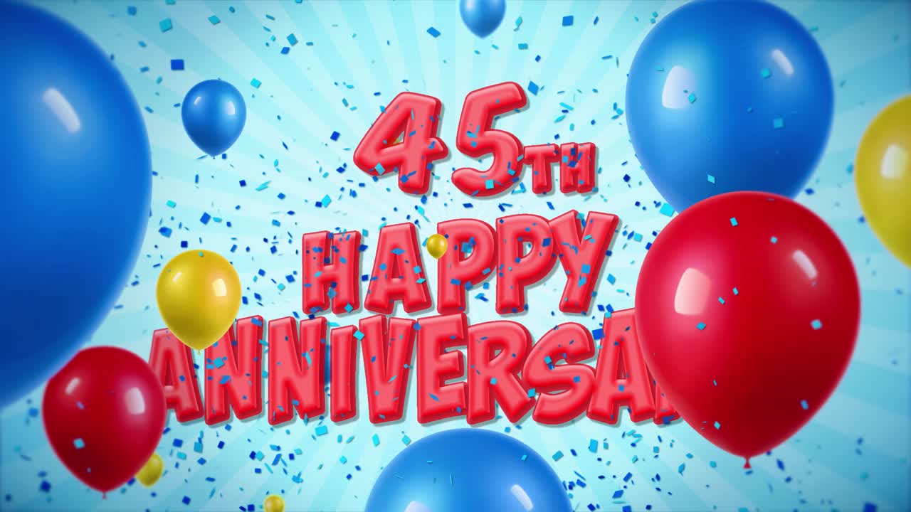 45th Anniversary Celebration with Balloons and Confetti