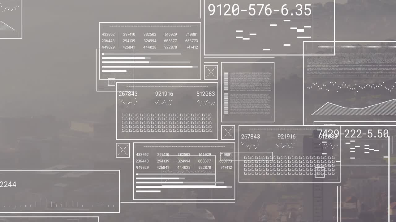 Animation of numbers and digital icons scope scanning