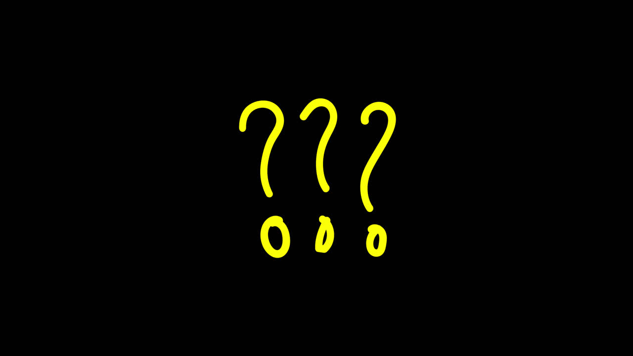 Animated Yellow Question Marks and Exclamation Points on Black Background