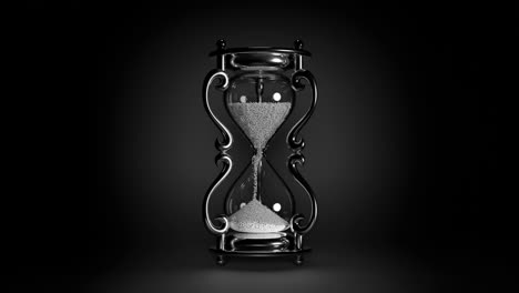 elegant silver hourglass on black background