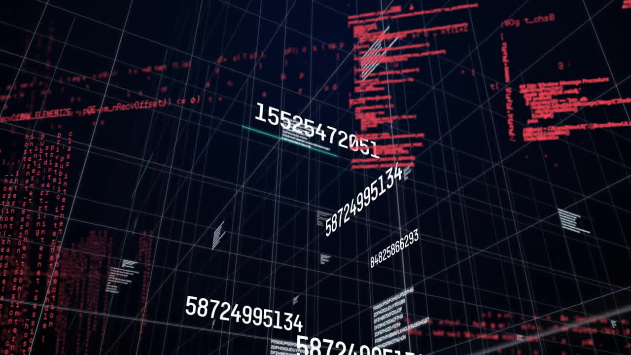 animación del procesamiento de datos sobre un fondo negro