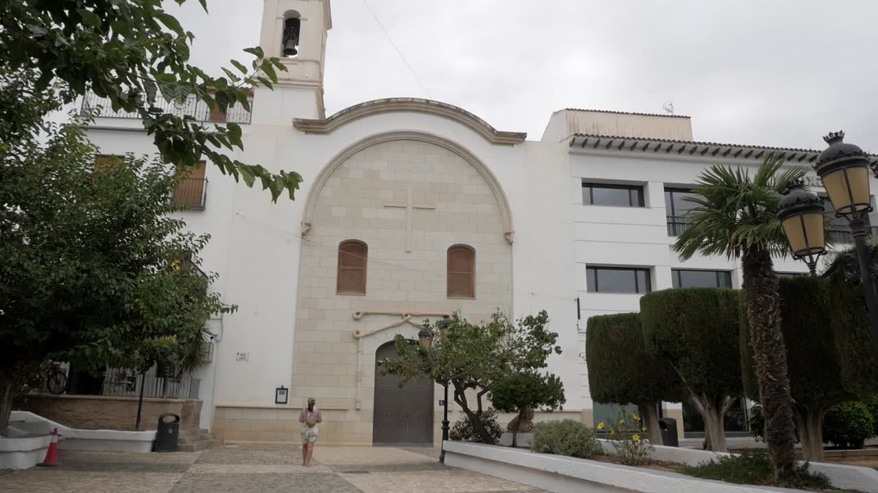 Charming plaza at Convent Square in Altea, Alicante on a cloudy day