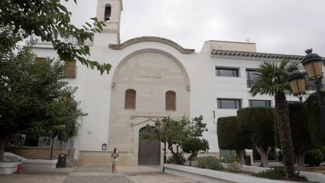 charming plaza at convent square in altea, alicante on a cloudy day