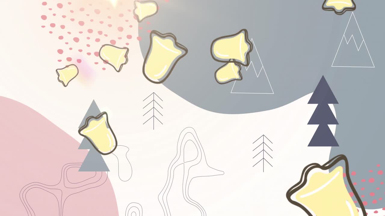 크리스마스 장식 위에 떨어지는 종의 애니메이션