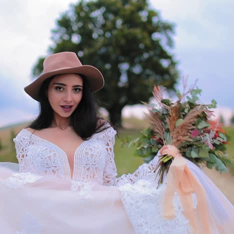beautiful bride in the mountains