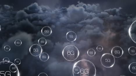 Animación-De-Red-De-Texto-5g-Sobre-Nubes