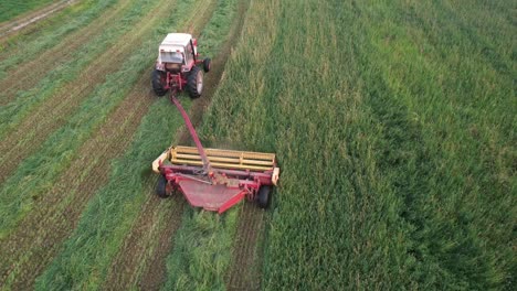 usando una espada de hyrdoswing, un agricultor de wisconsin corta un campo de alfalfa y hierba