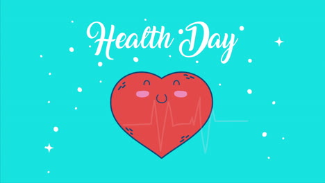 international health day with heart character and pulse