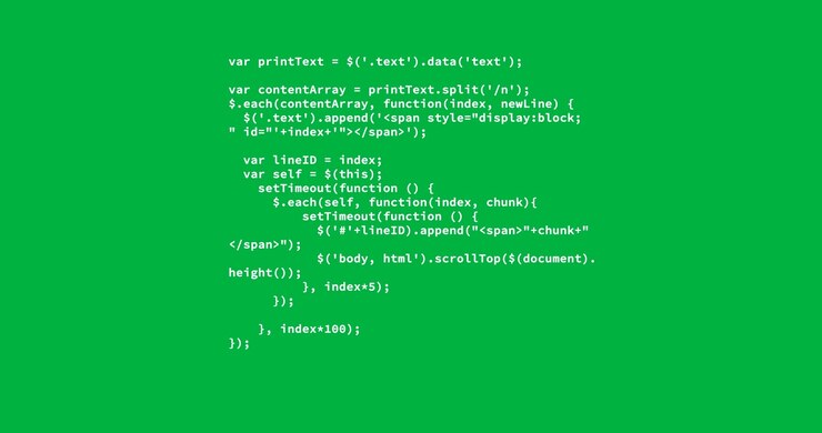 JavaScript Code Typing Animation on Green Screen Background