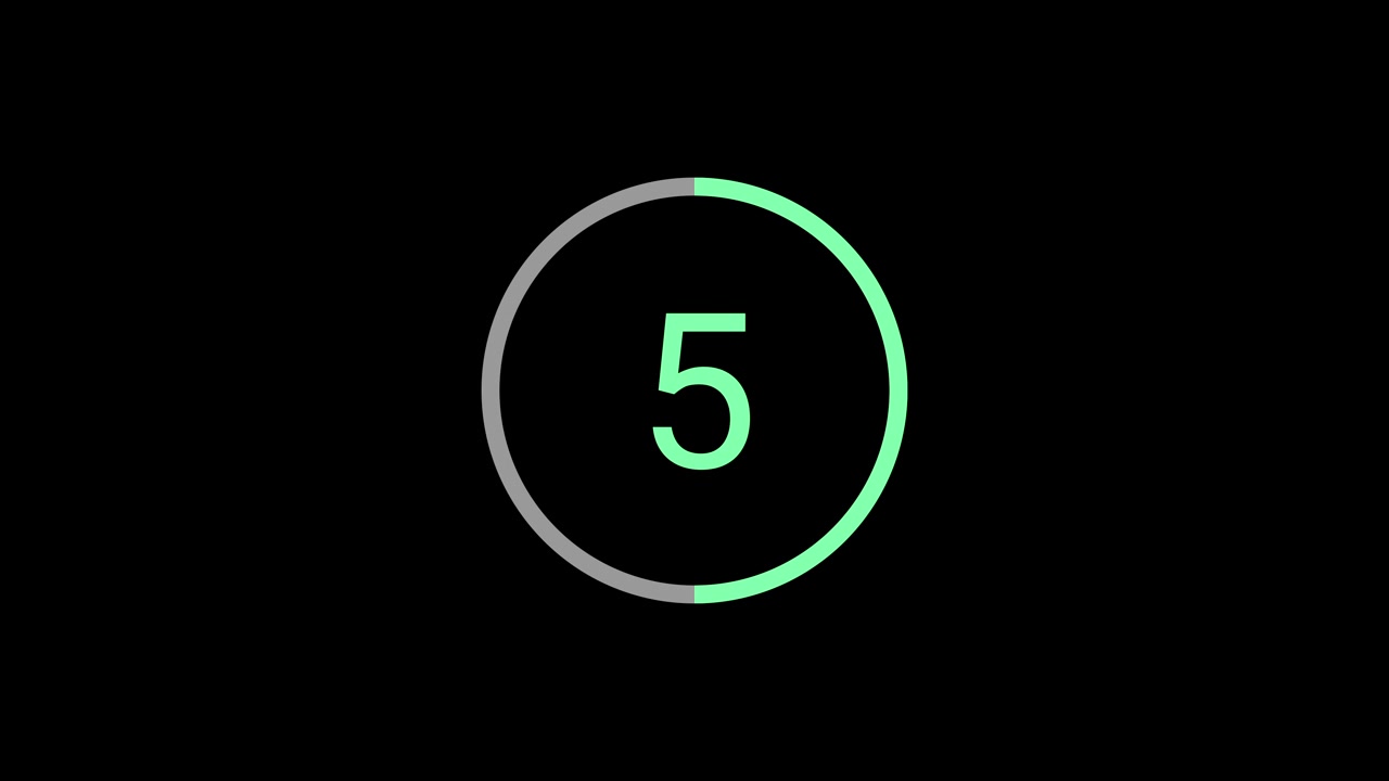 Digitale afteltimer van tien naar nul in een groene cirkel