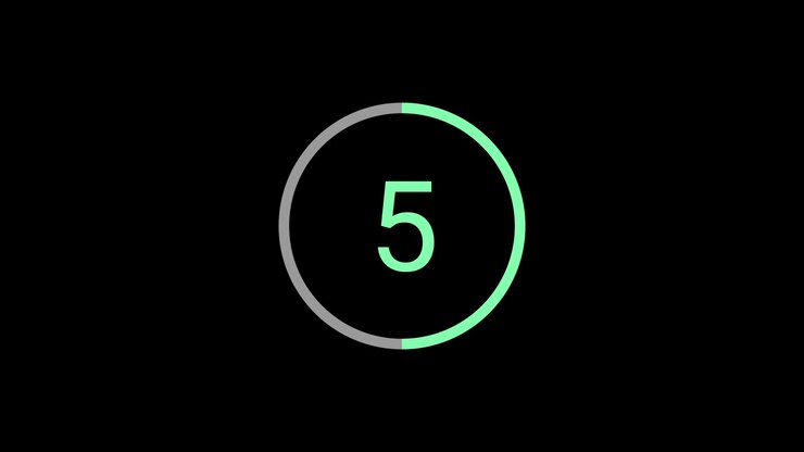 Timer Hitung Mundur Digital dari Sepuluh ke Nol dalam Lingkaran Hijau