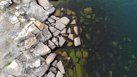 Bird's view of rocky sea landscape in Asunden Nature Reserve, Gotland, day