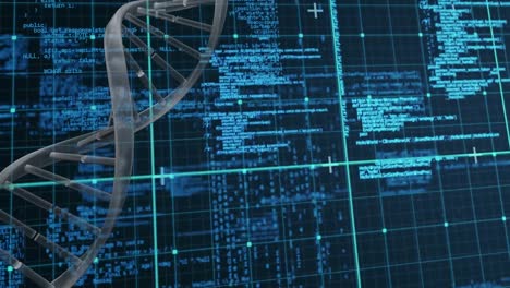 Animation-Der-DNA-Kette-über-Die-Datenverarbeitung-Im-Blauen-Und-Schwarzen-Raum