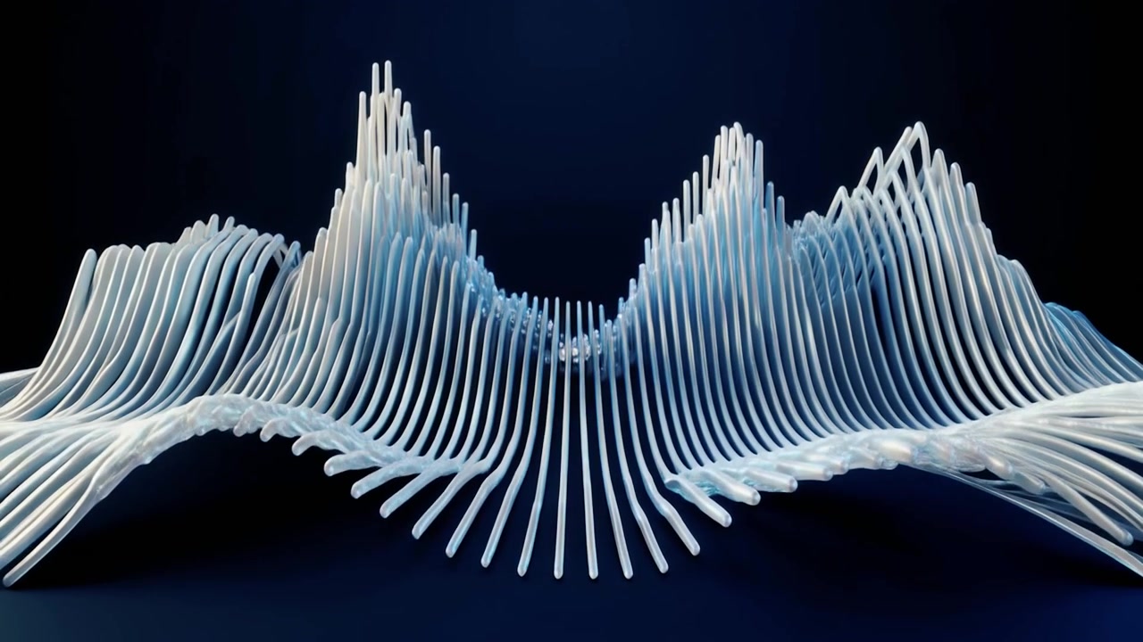 Dynamic Abstract Sound Wave Visualization on Dark Background
