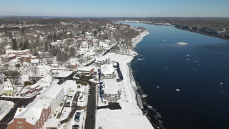 aerial footage of snowy bath, me, usa