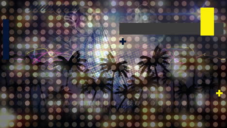 animación de pequeñas cruces que aparecen y desaparecen con luces brillantes en el fondo de las palmeras