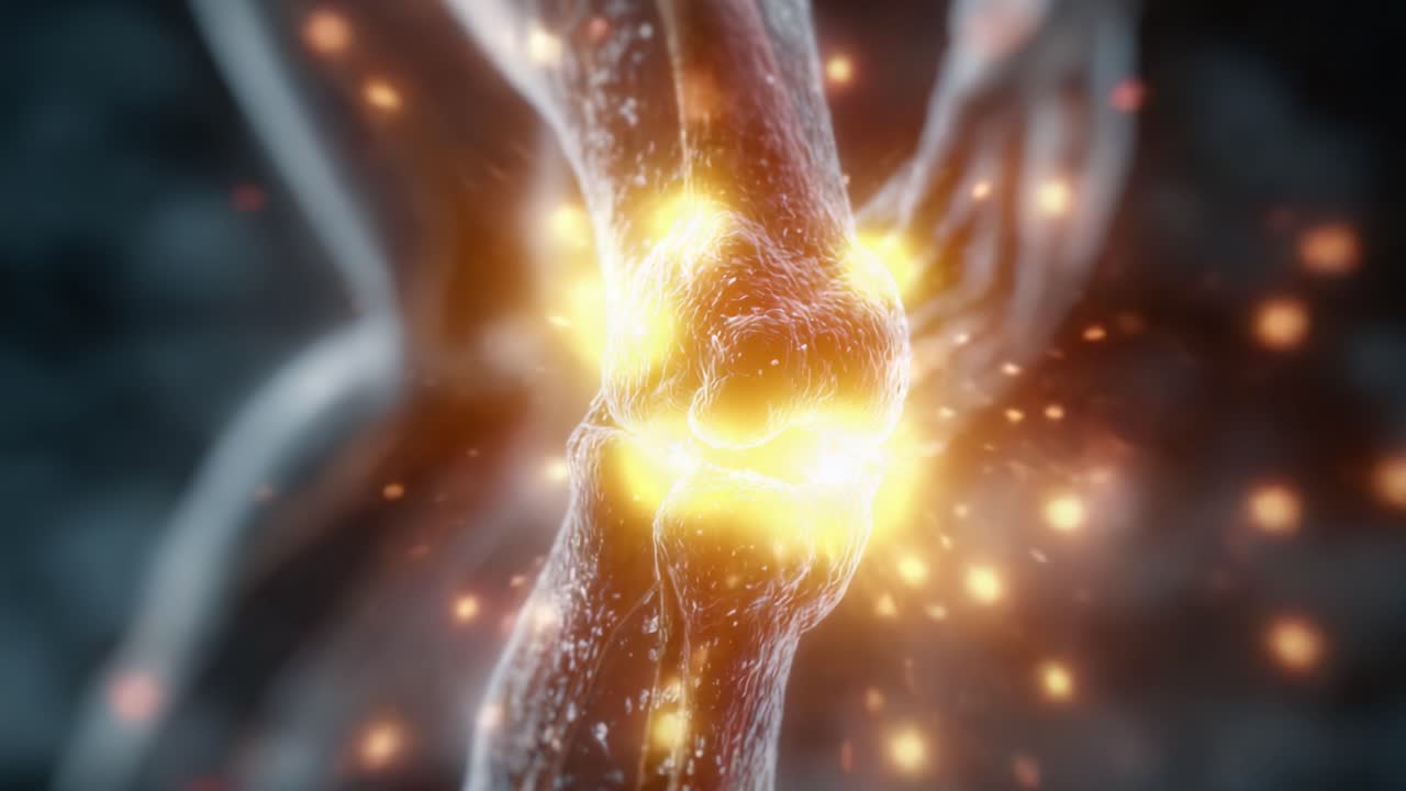 Una visualización de cerca del dolor articular y la inflamación: explorando los mecanismos detrás del malestar articular y la importancia de la salud en la movilidad humana.
