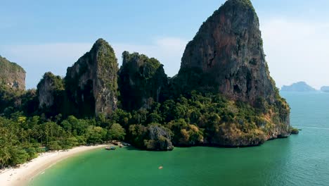 beautiful aerial shot of limestone karst rocks in the sea