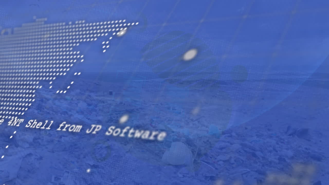 세계 지도를 통해 디지털 데이터 처리의 애니메이션