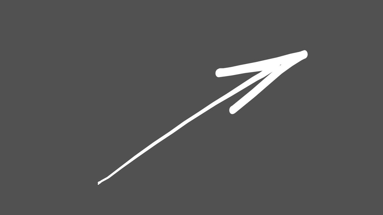 화면을 가로질러 움직이는 손으로 그린 애니메이션 화살표