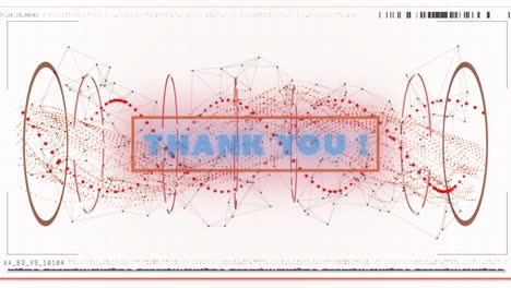 animation of thank you text over digital interface and network of connections