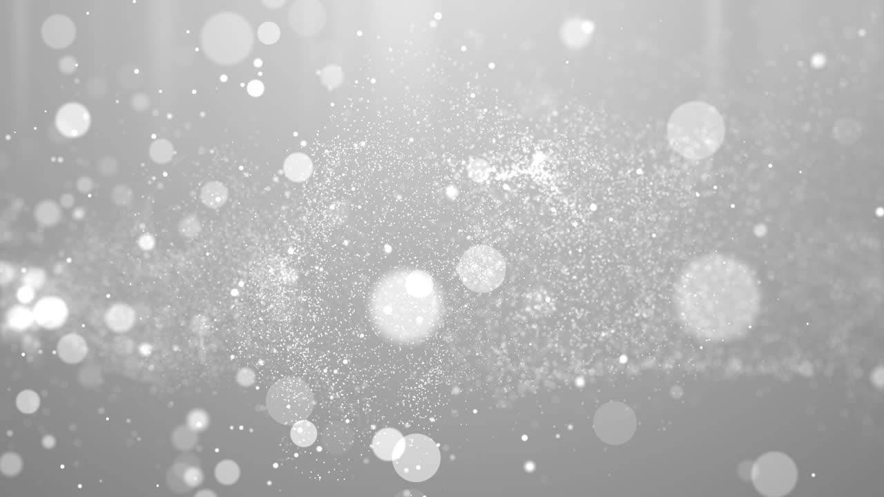 silver white abstract particle flow award presentation with glitter effect on dark simple elegant fluid background