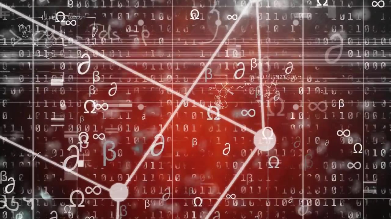 Animation of mathematical equations over businesswoman using phone
