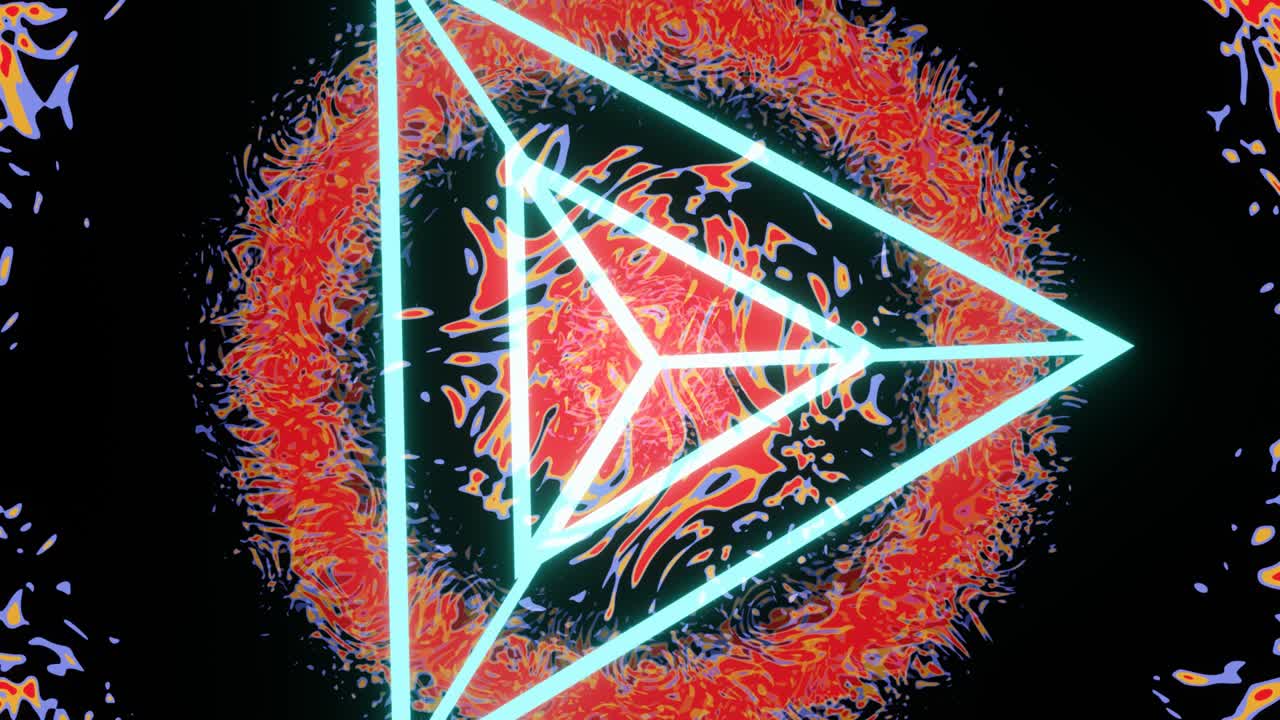 rotación de una pirámide abstracta en un fondo brillante abstracto