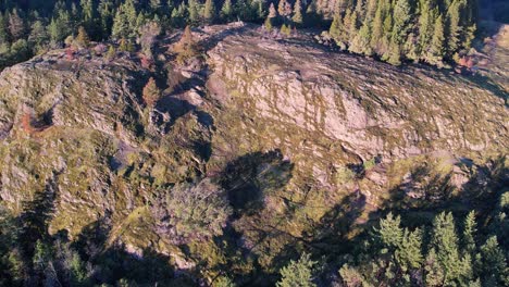 Aerial-Mountain-Summit-on-Vancouver-Island,-Canada,-Lone-Tree-Hill