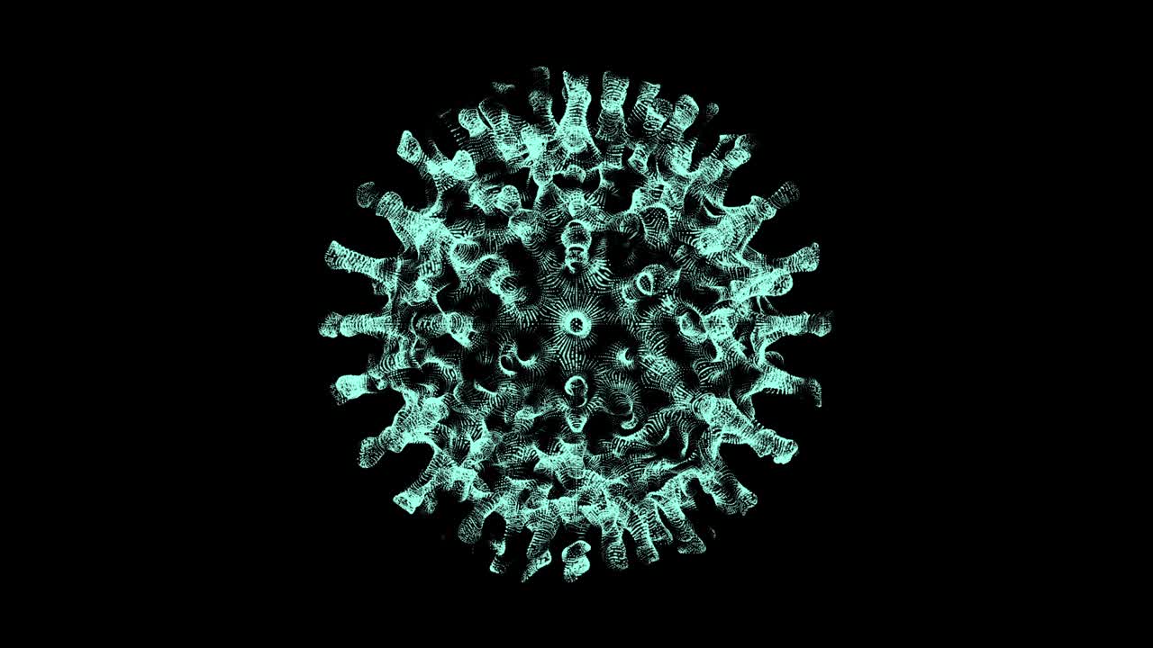 virus de la corona con efecto de rayos x, animación en bucle