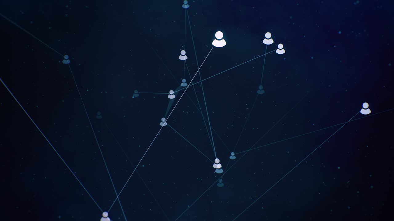 conexiones sociales flotantes en un fondo azul oscuro