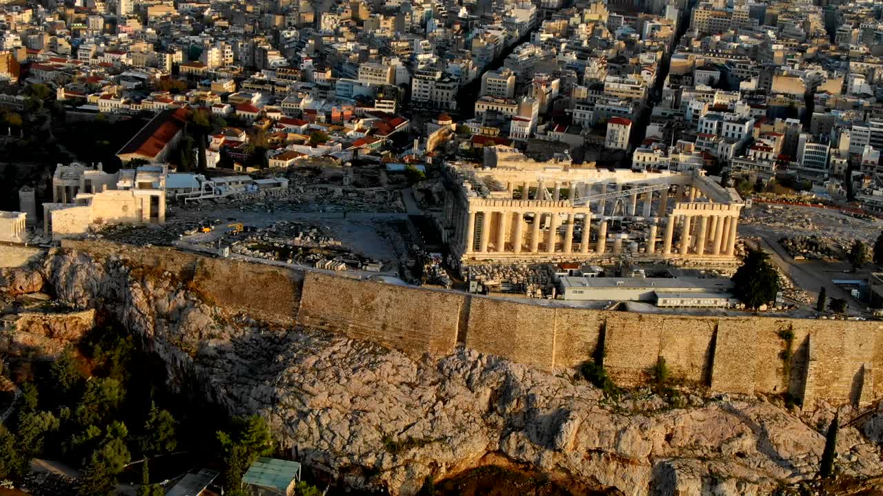 grecia ruinas aéreas al amanecer historia del templo bíblica de atenas antigua acrópolis