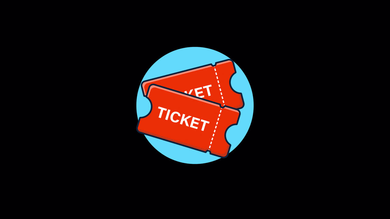 Animated Red Tickets Icon on Black Background