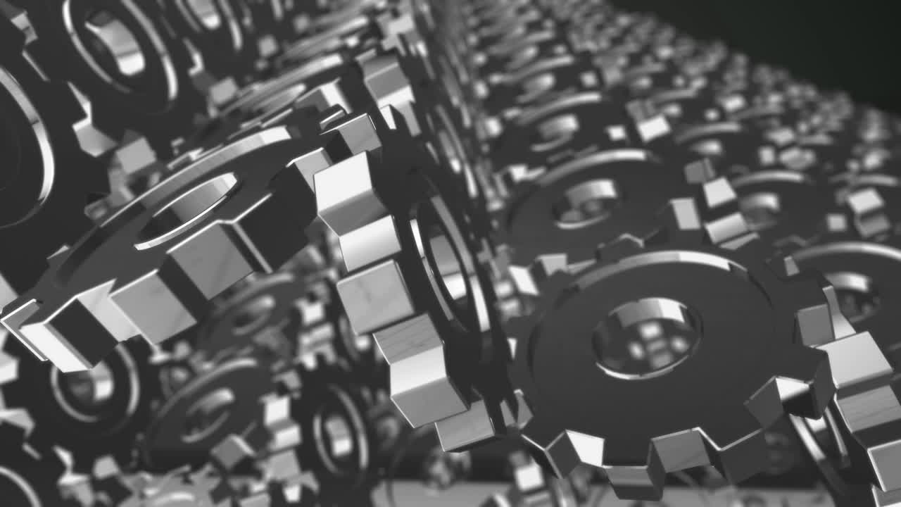 engranajes de cromo en bucle de máquina