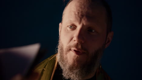 Close-up of a Man in Conversation