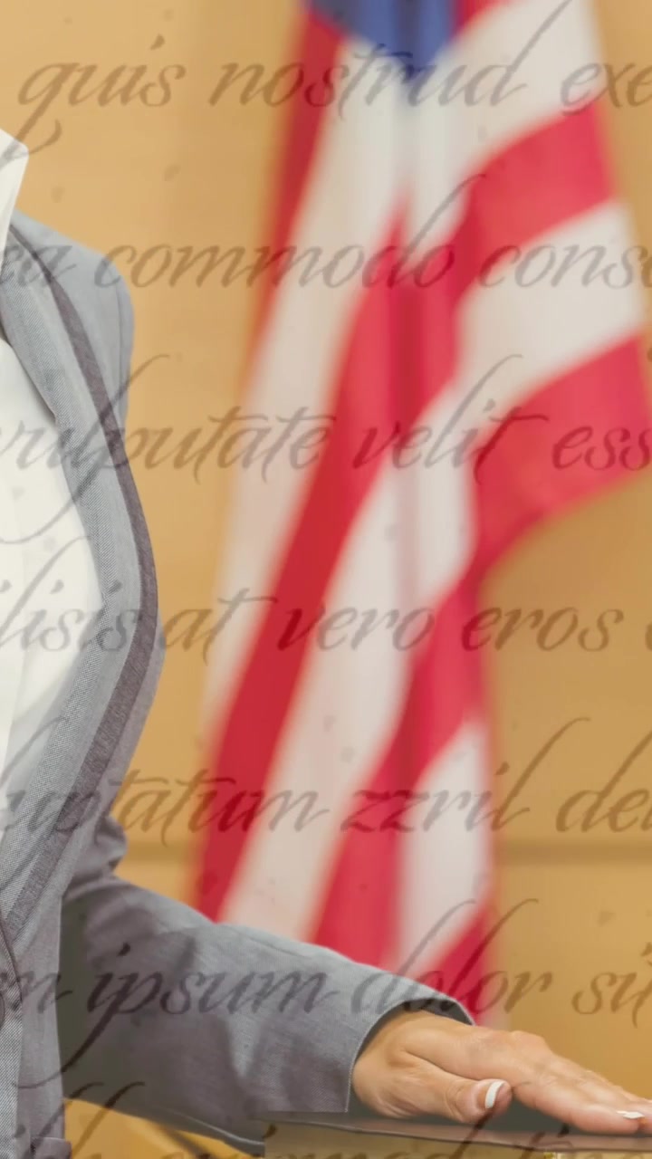 Animation of judge over document with moving text