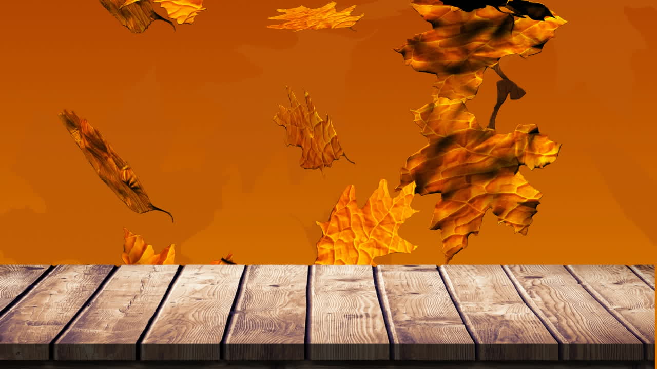 tabla de madera contra las hojas de otoño 4k