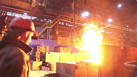 metal pouring in a foundry