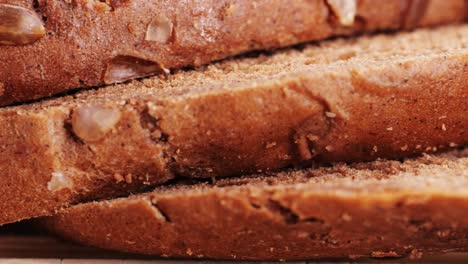 closeup of sliced brown bread