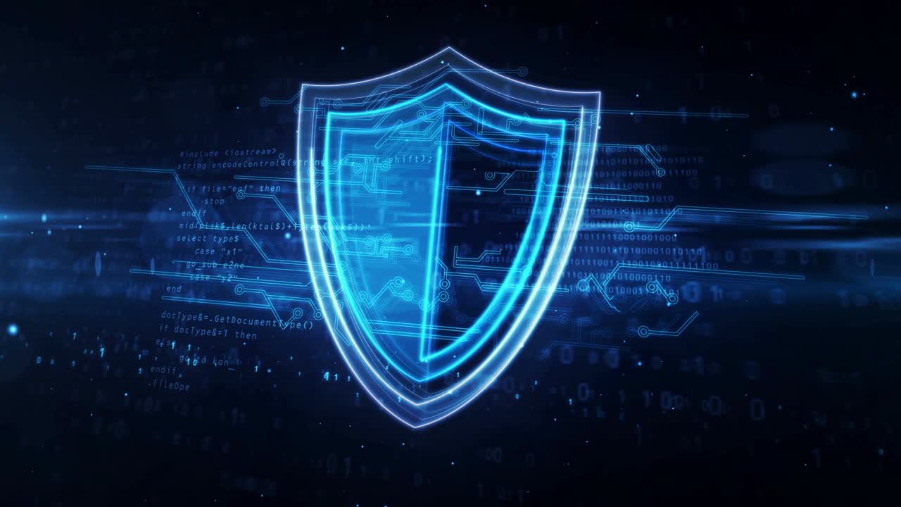 방패 사이버 보안 기호 추상 루프 가능한 애니메이션