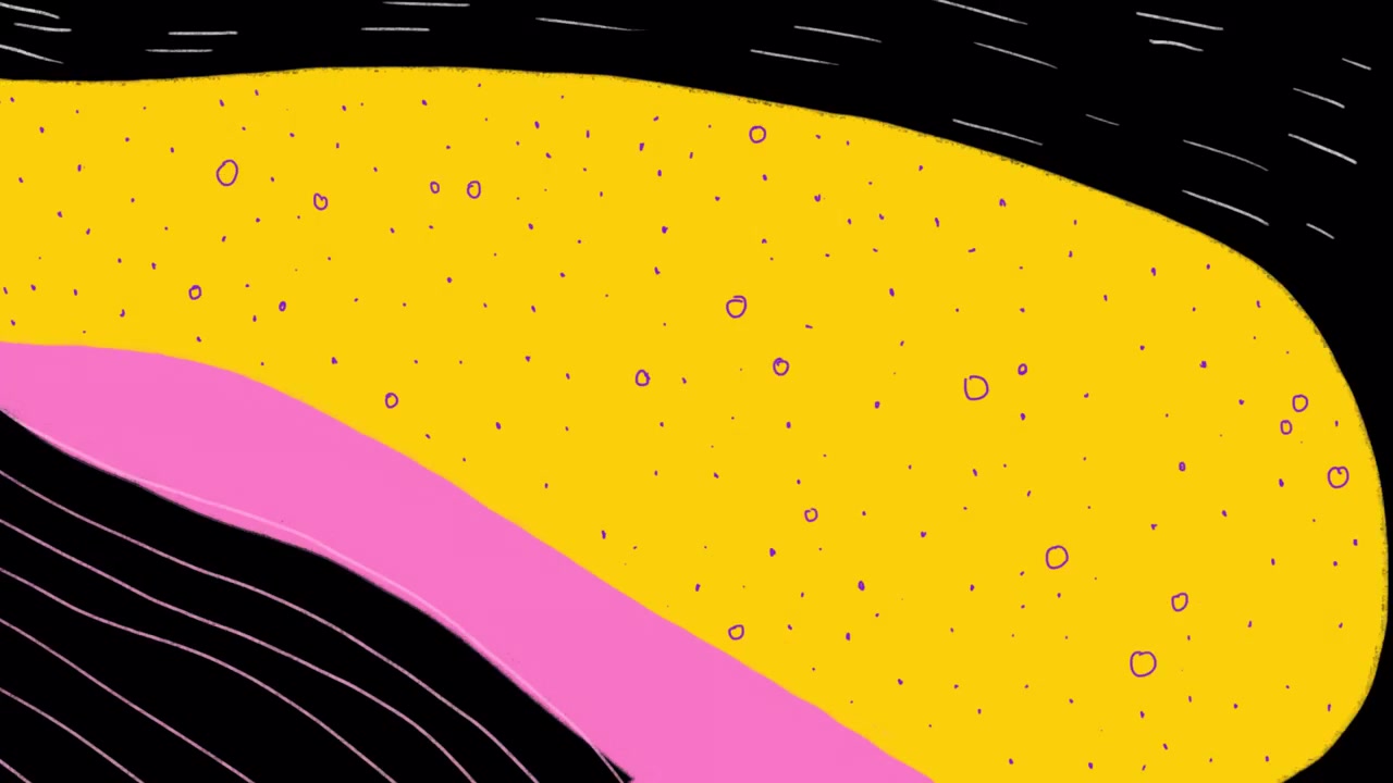 Dynamisk abstrakt animation af gule og lyserøde former