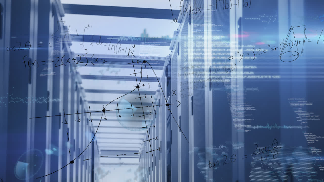 Animation of data processing over server room