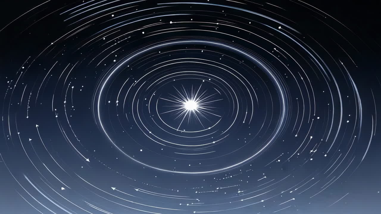 Star Trails and Central Bright Star in Night Sky