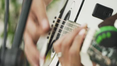 close up of guitar playing