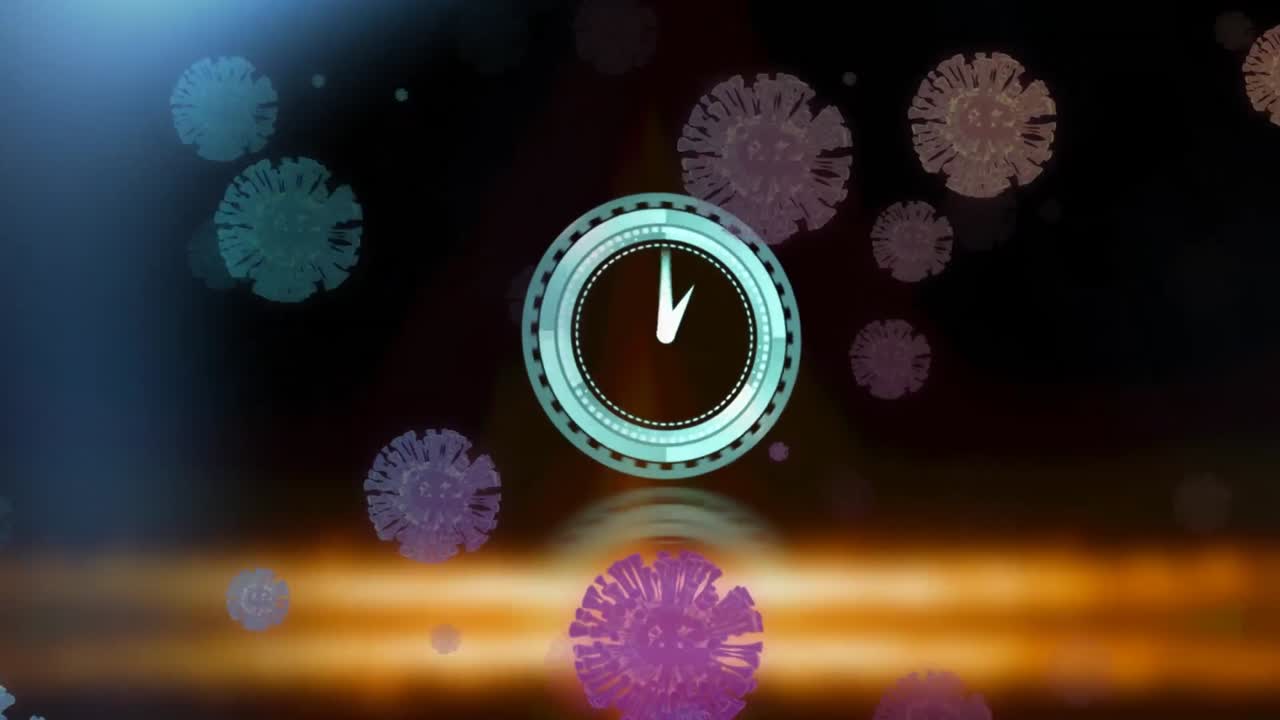 animación de las células de covid 19 durante el reloj