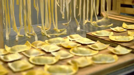 ravioli pastas arranged on chopping board 4k