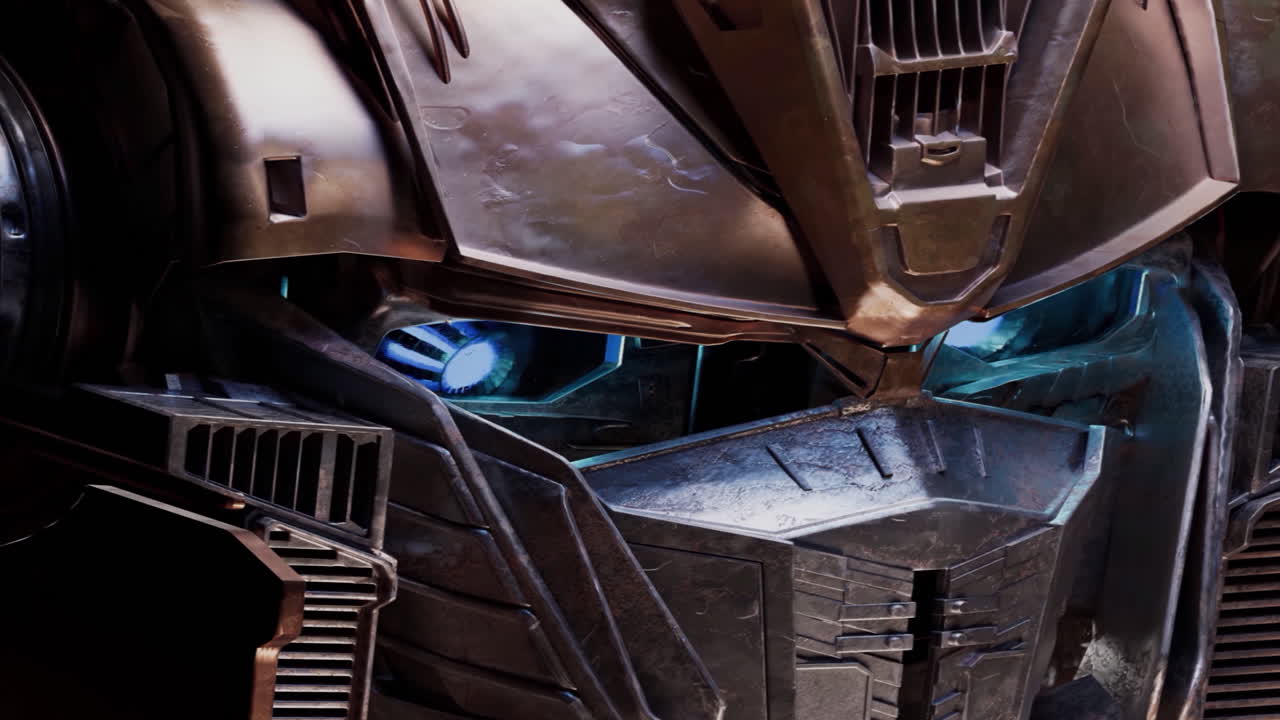 Close-up of a Transformers robot head