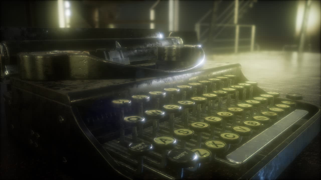 máquina de escribir retro en la oscuridad